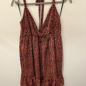 Floral Red and Black Dress